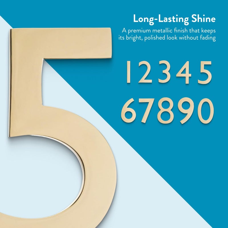 Architectural Mailboxes 3585PB-2 5 inch Solid Floating House Number, Polished Brass - Image 5